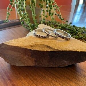 Shube Dakota West Sterling Silver set lot of 3 Stacking Rings size 5 midi